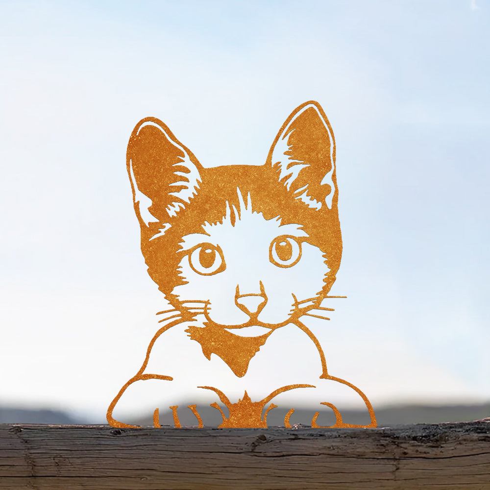 Cute Cat Peeping Animal Outdoor Metal Garden Art