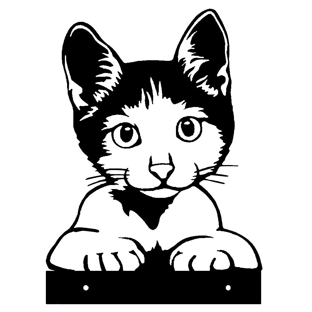 Cute Cat Peeping Animal Outdoor Metal Garden Art