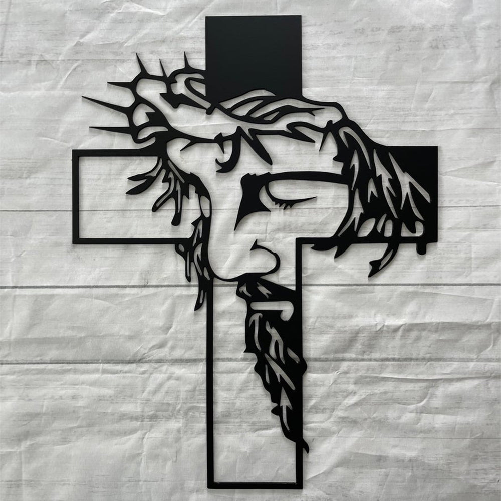 Jesus Cross Metal Sign Christ Wall Art Decor