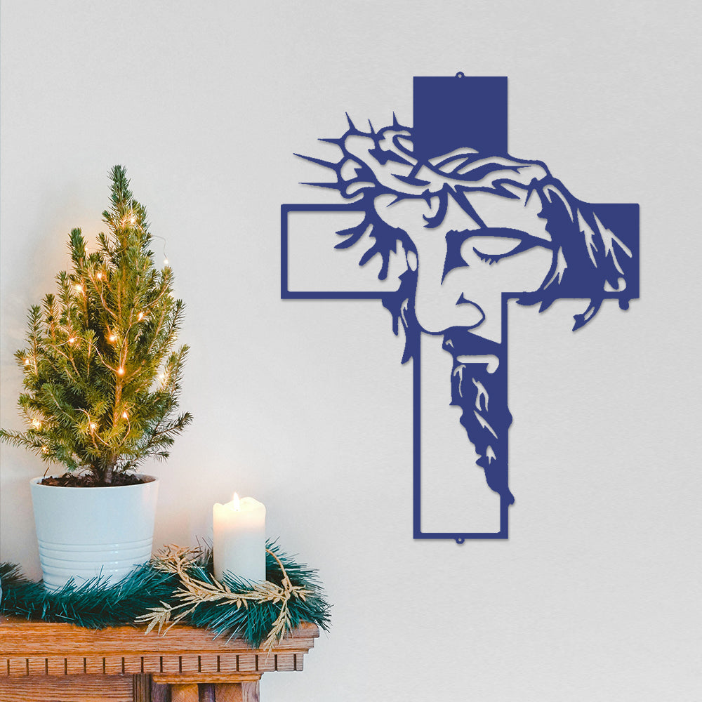 Jesus Cross Metal Sign Christ Wall Art Decor