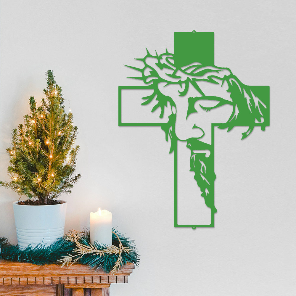 Jesus Cross Metal Sign Christ Wall Art Decor