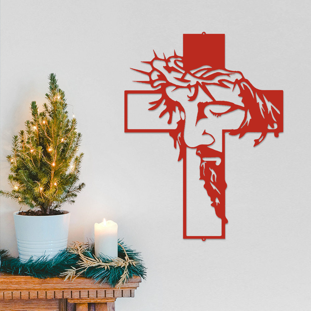 Jesus Cross Metal Sign Christ Wall Art Decor