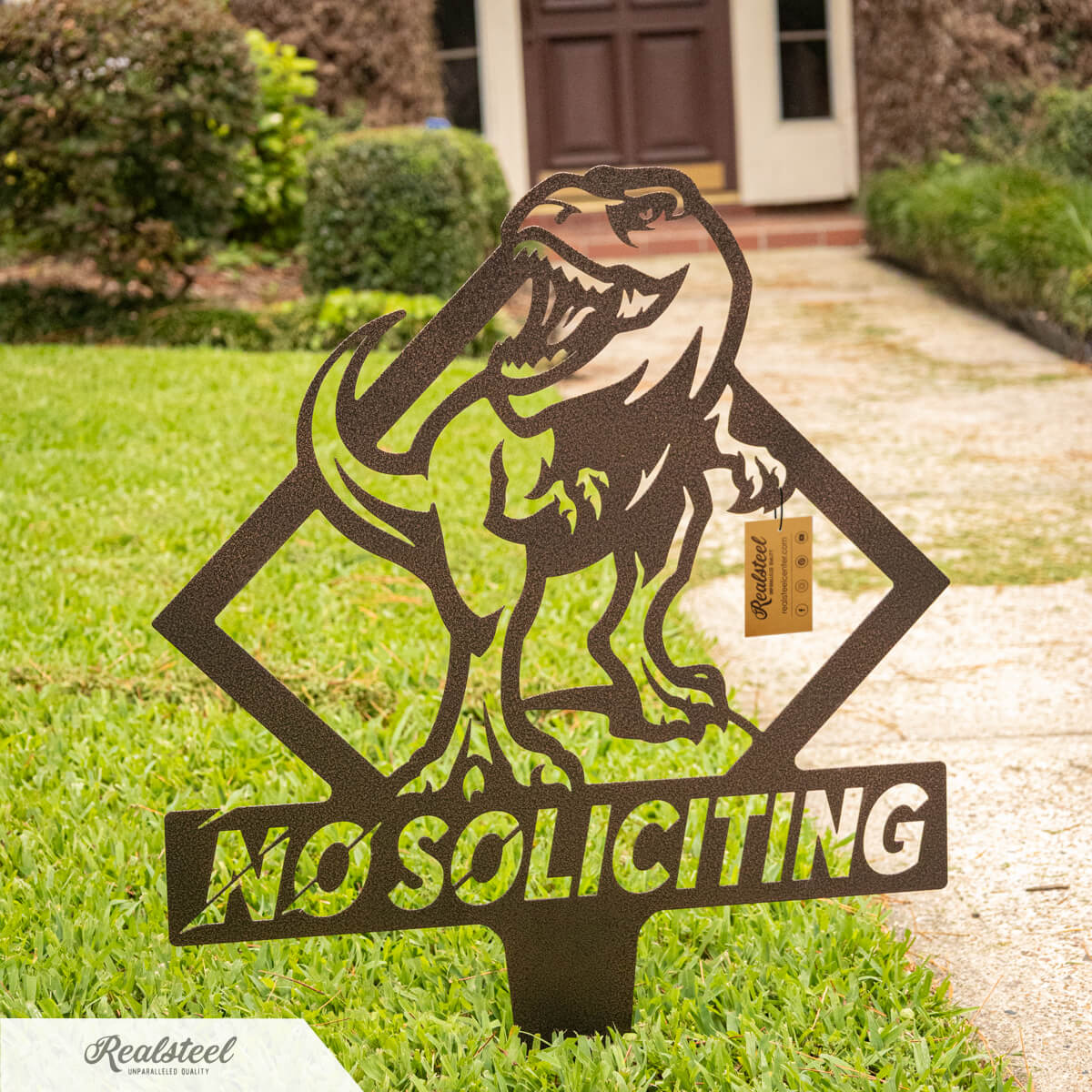 Garden Art - No Soliciting T-Rex