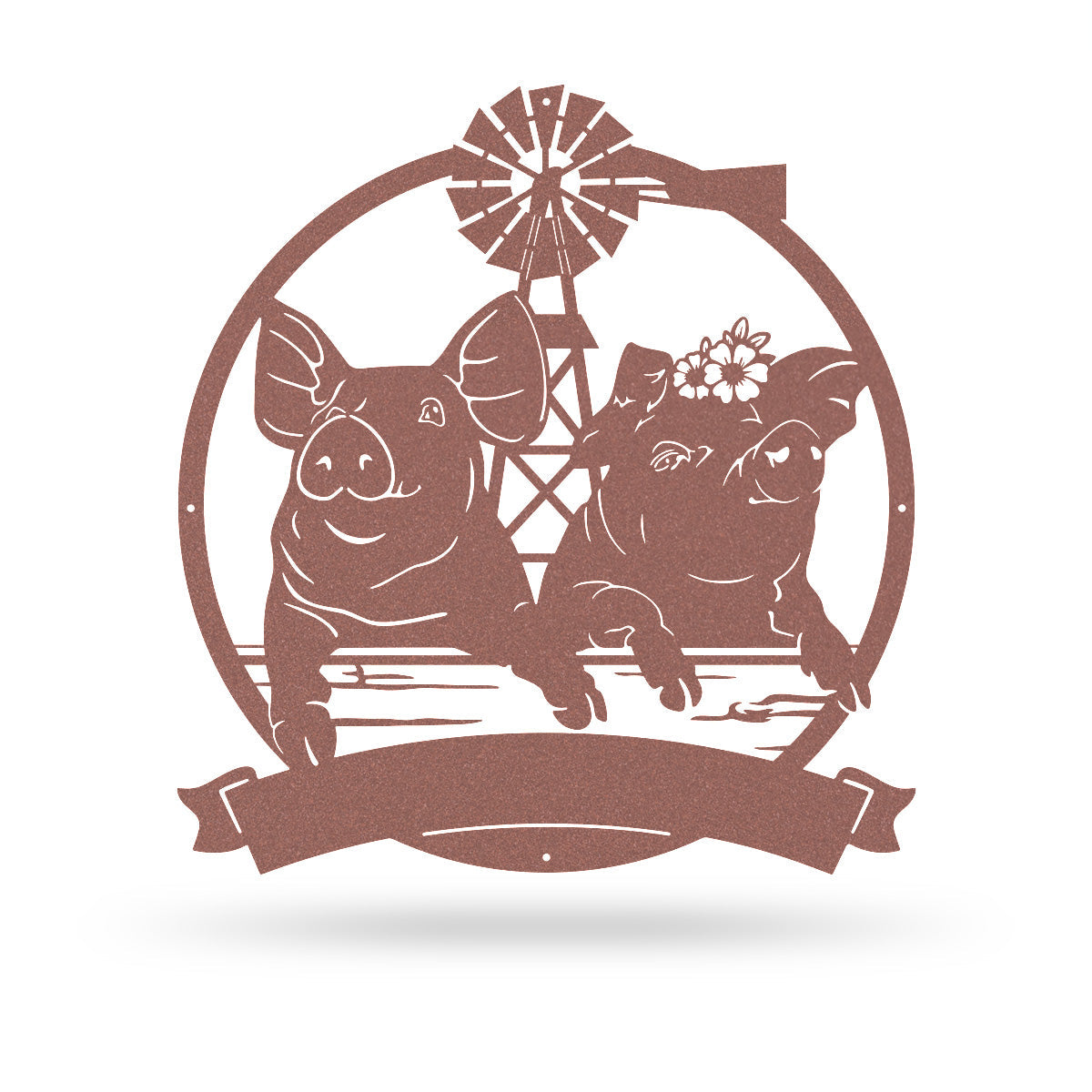 Happy Pigs Couple on a Farmland Monogram