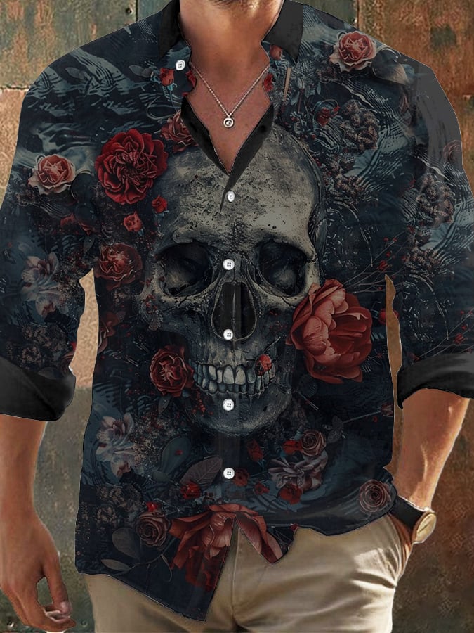 Herren Vintage Skull Faith Langarmhemd