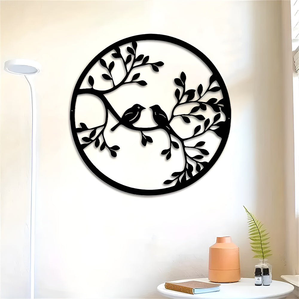 Metal Bird Art Wall Decoration Round Metal Bird Wall Sculpture