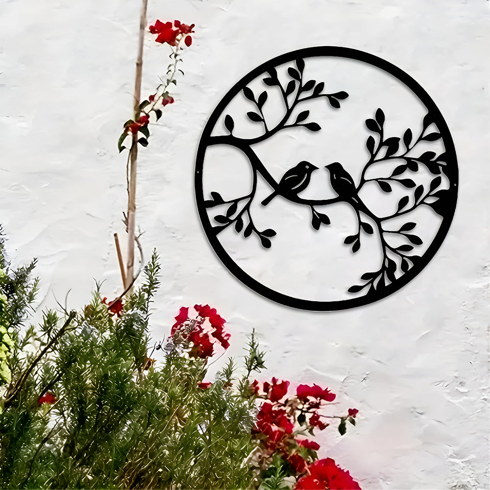 Metal Bird Art Wall Decoration Round Metal Bird Wall Sculpture