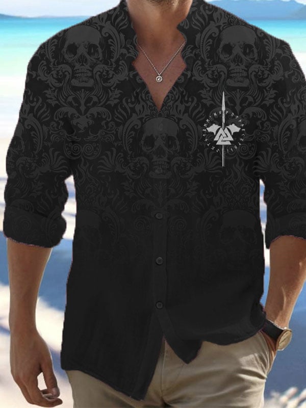 Herren Vintage Skull Faith Langarmhemd