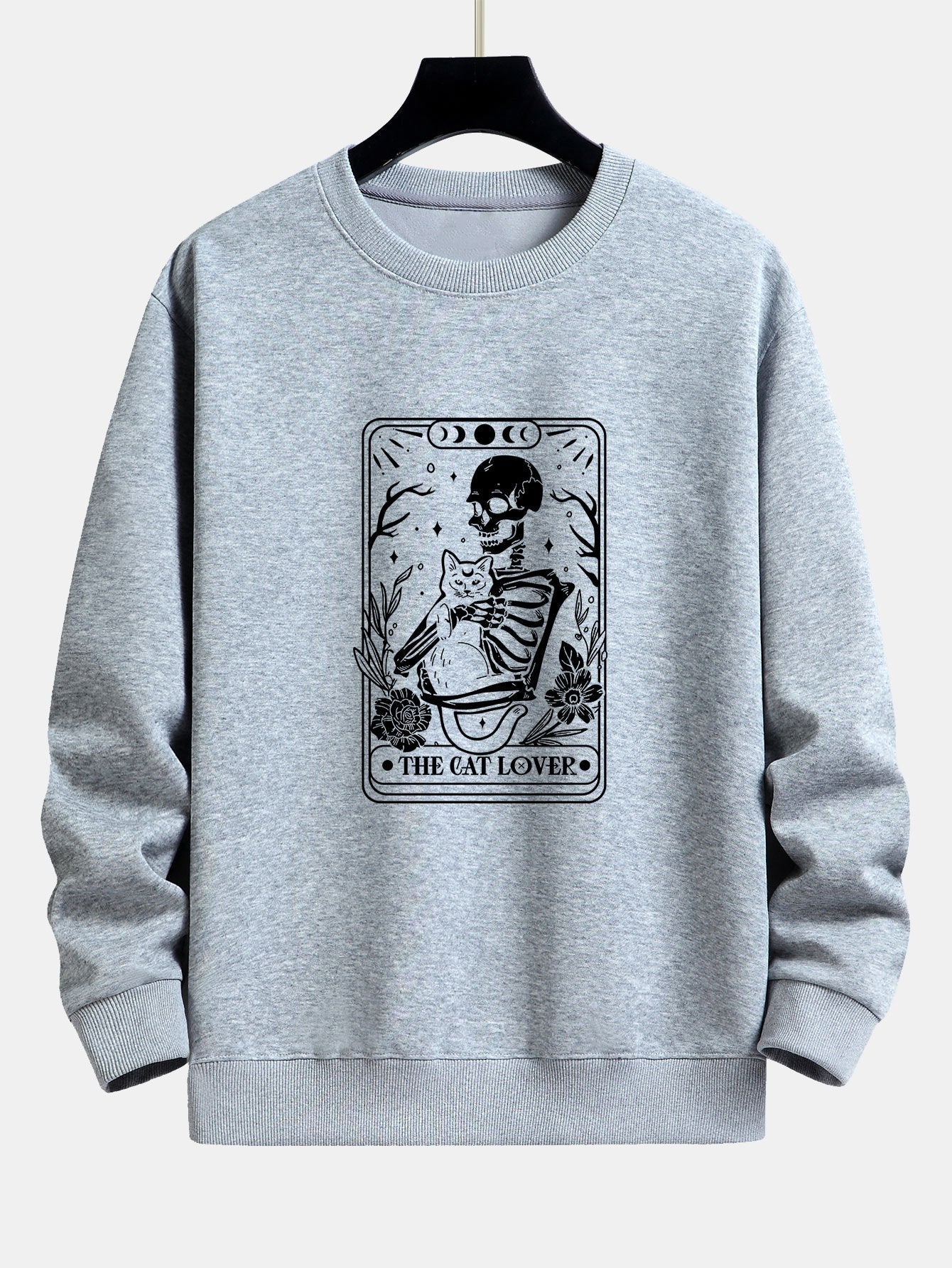 Cat Skeleton Print Relax Fit Sweatshirt