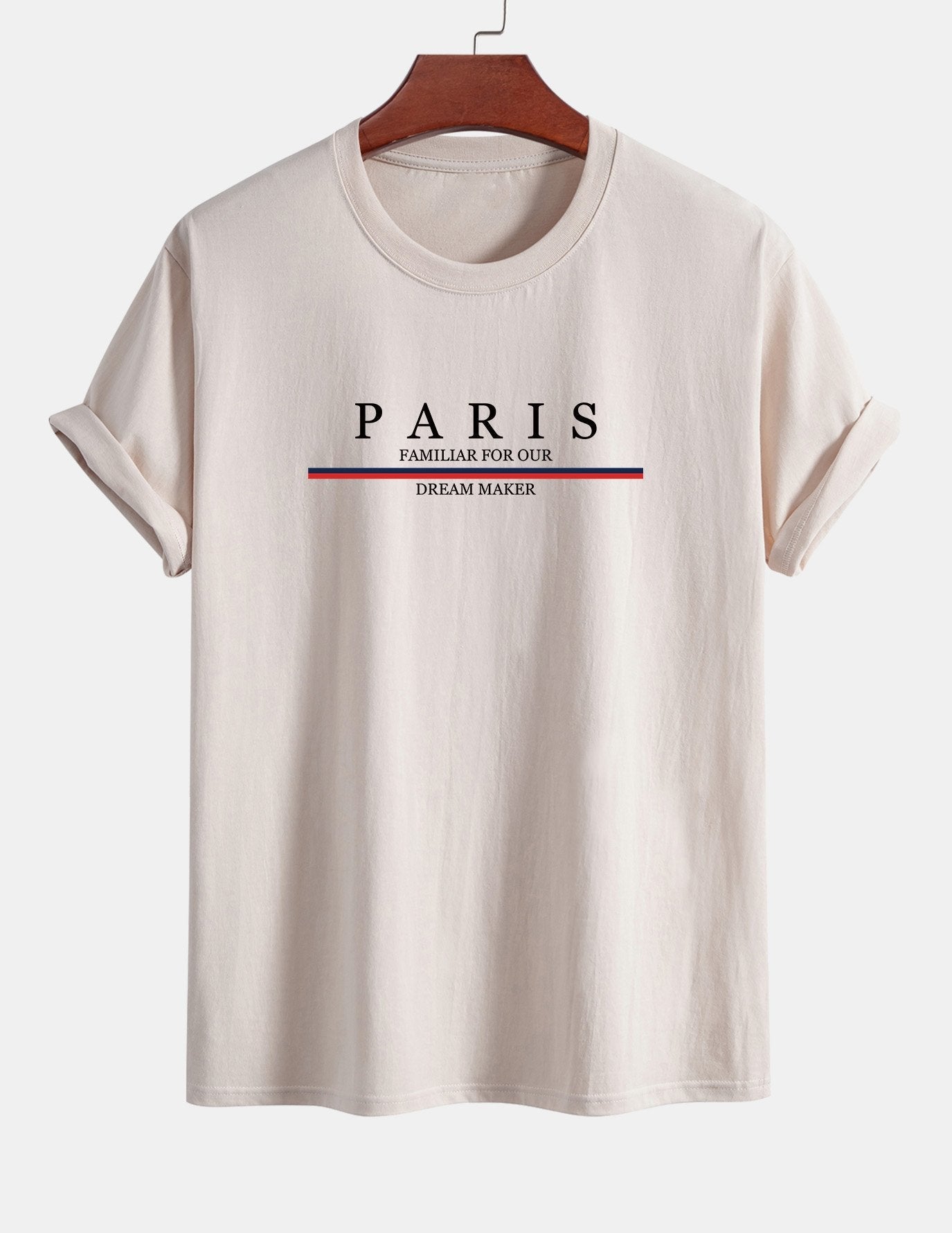 Regular Fit Baumwoll-T-Shirt mit Streifen und Paris-Slogan-Print