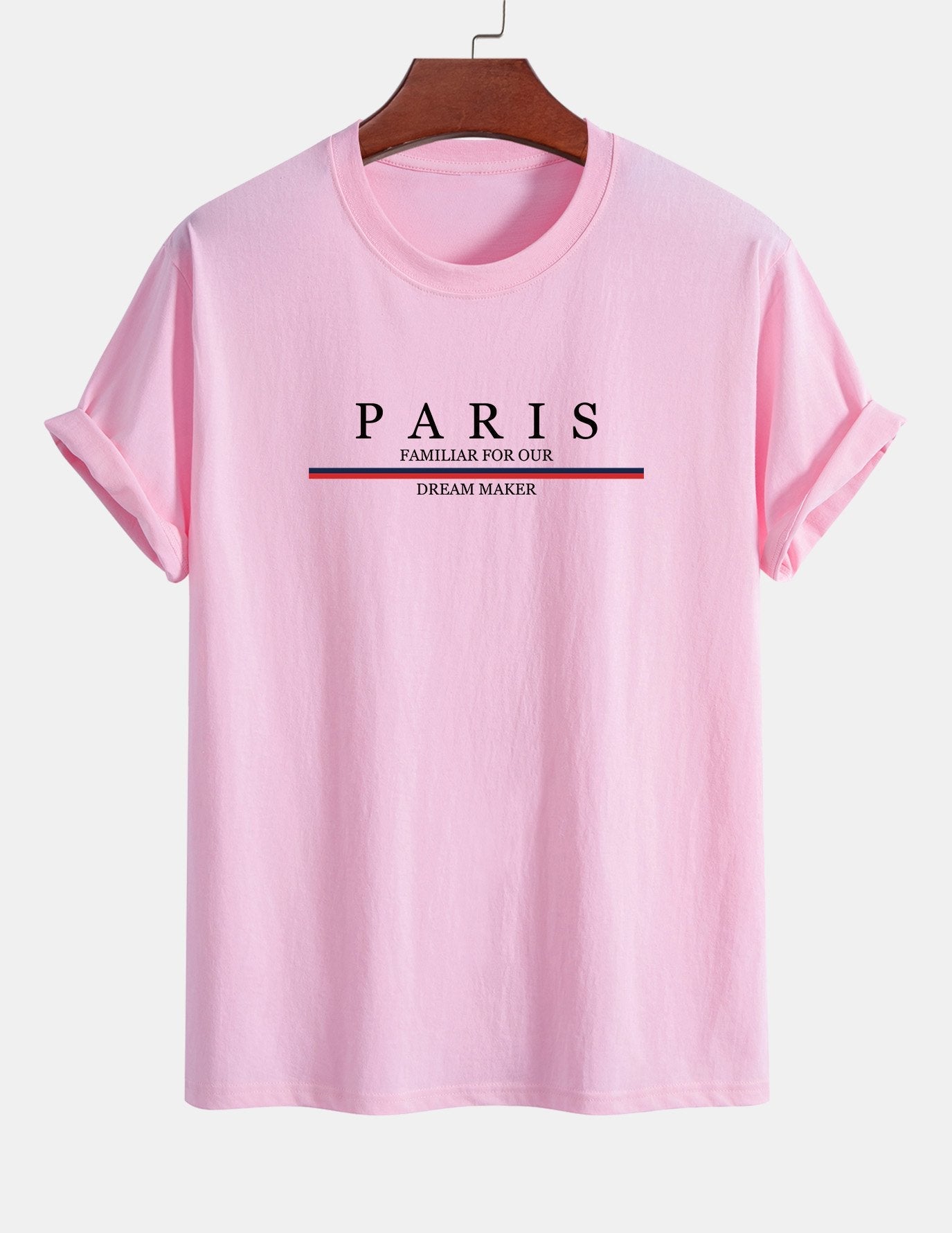 Regular Fit Baumwoll-T-Shirt mit Streifen und Paris-Slogan-Print