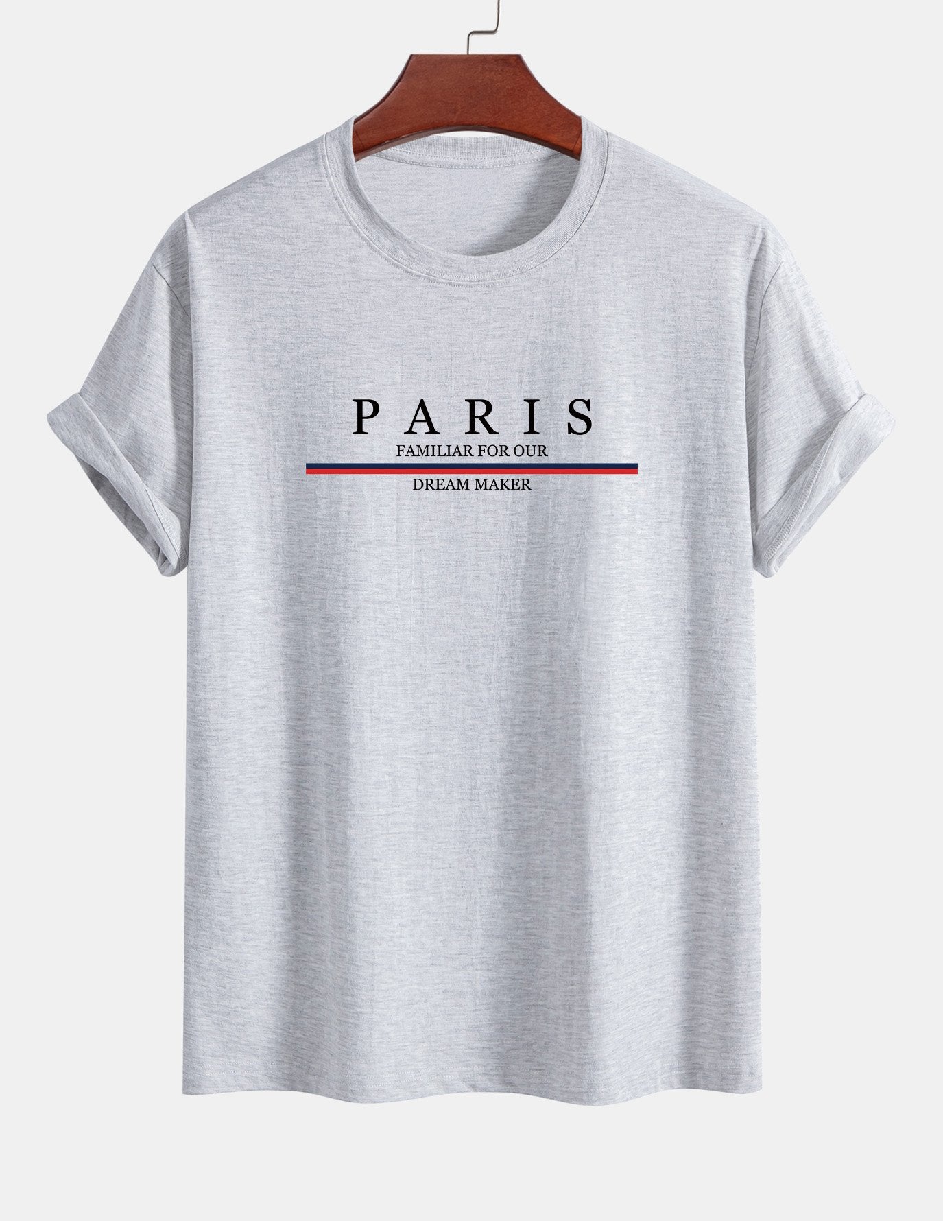 Regular Fit Baumwoll-T-Shirt mit Streifen und Paris-Slogan-Print