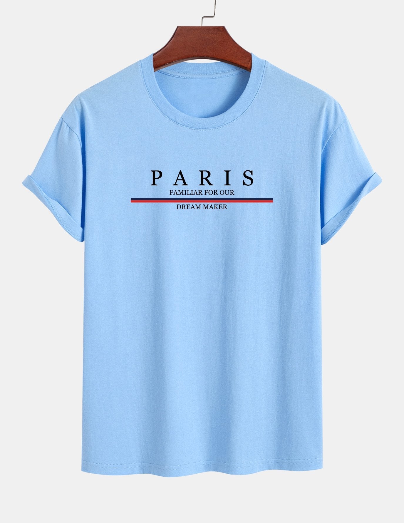 Regular Fit Baumwoll-T-Shirt mit Streifen und Paris-Slogan-Print