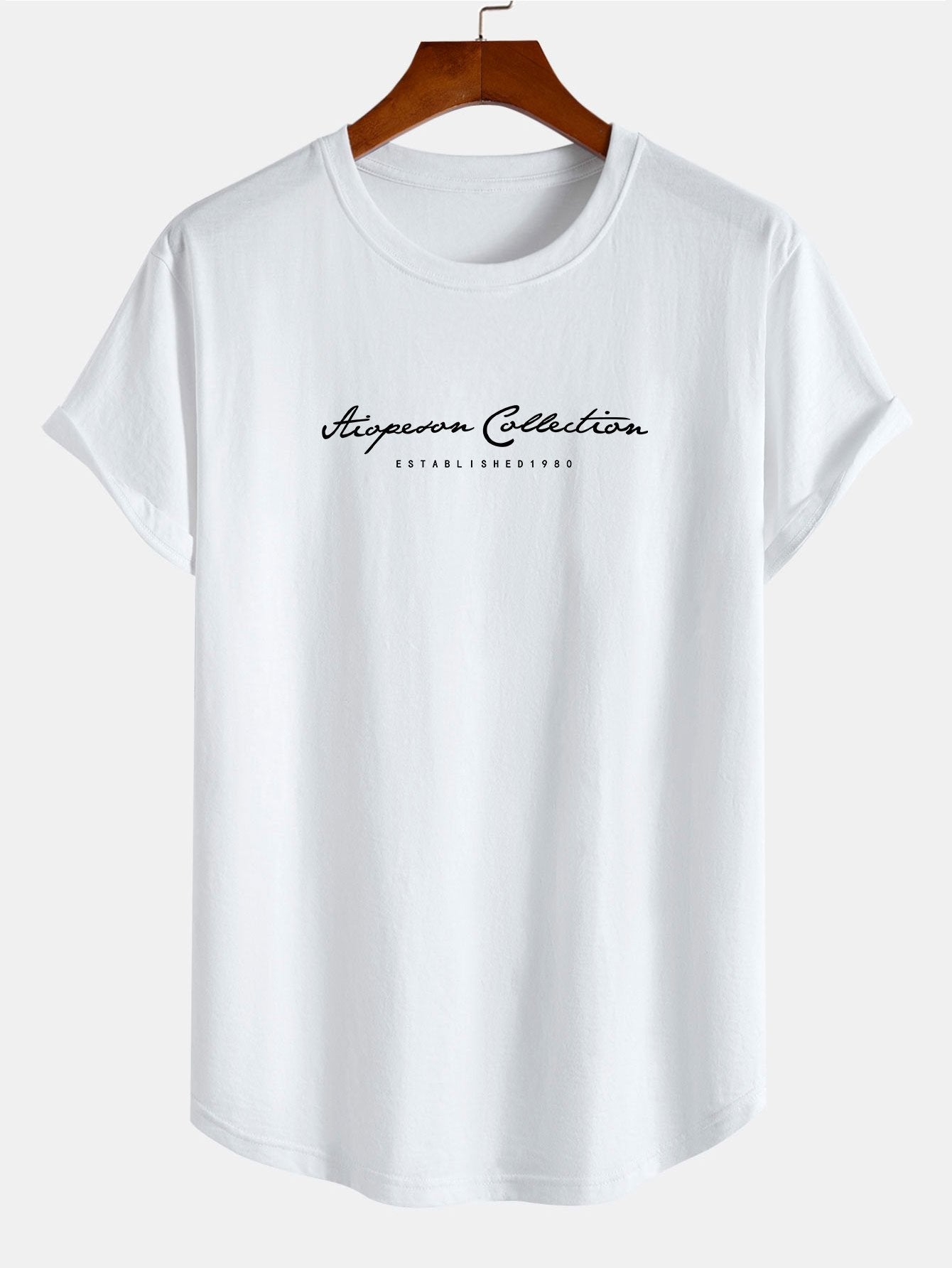 T-Shirt aus Baumwolle mit Bogensaum und Slogan-Print