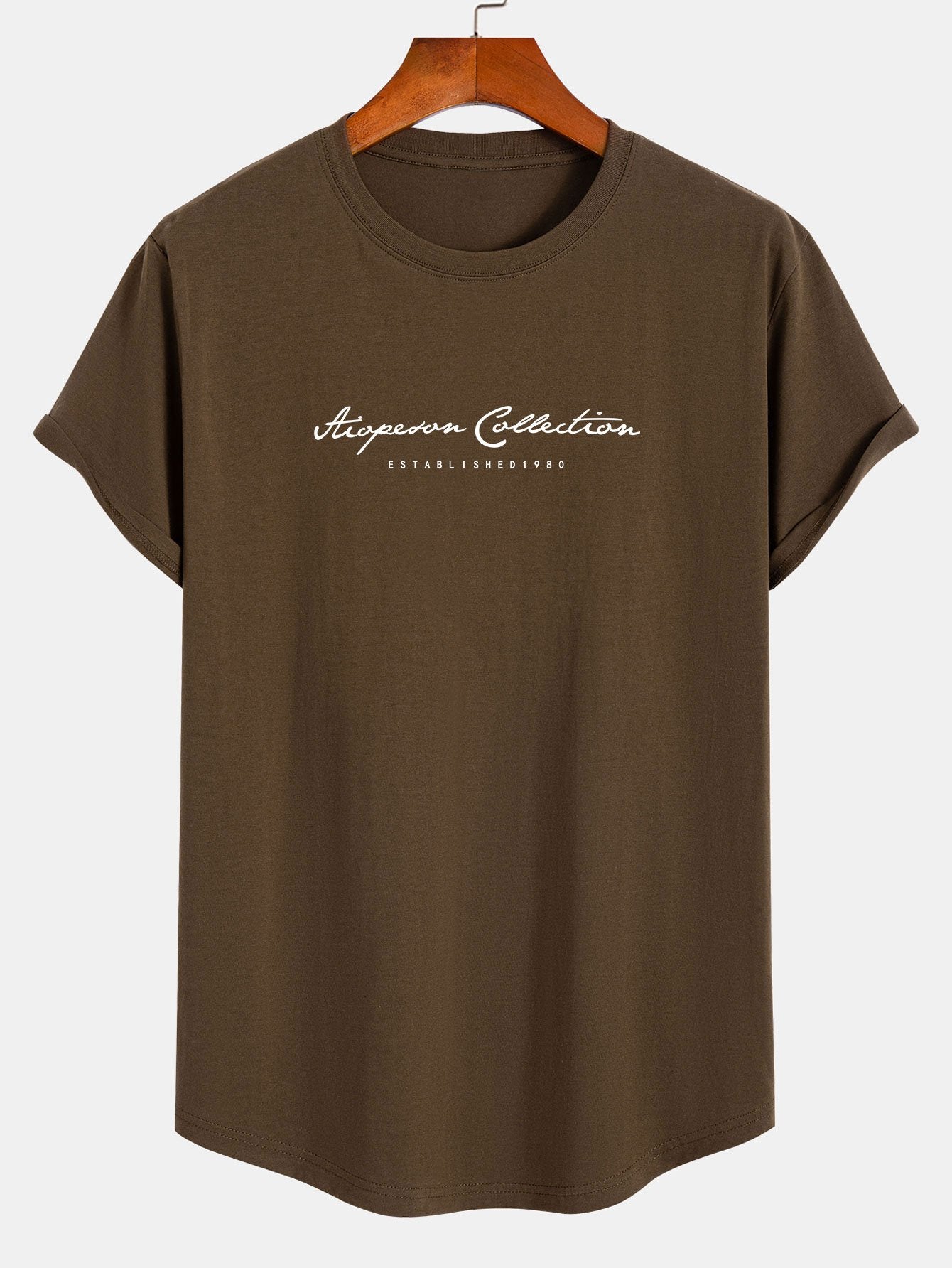 T-Shirt aus Baumwolle mit Bogensaum und Slogan-Print