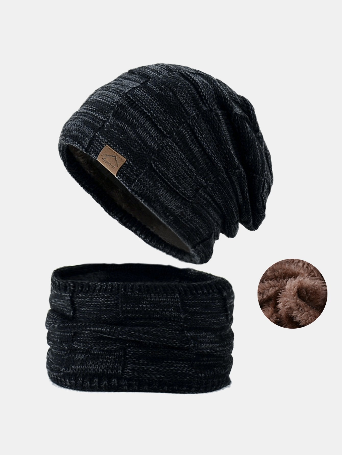 Wärmer Beanie-Mütze, Halstuch, Gesichtsschal-Set