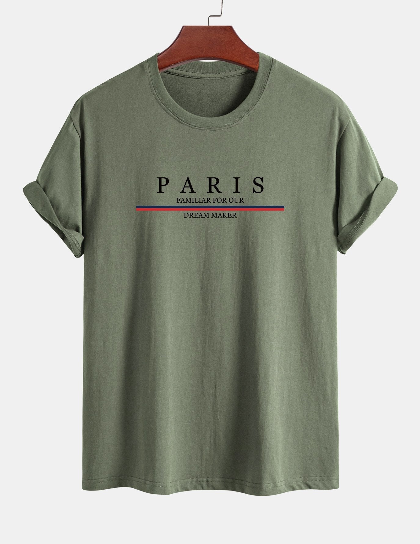 Regular Fit Baumwoll-T-Shirt mit Streifen und Paris-Slogan-Print