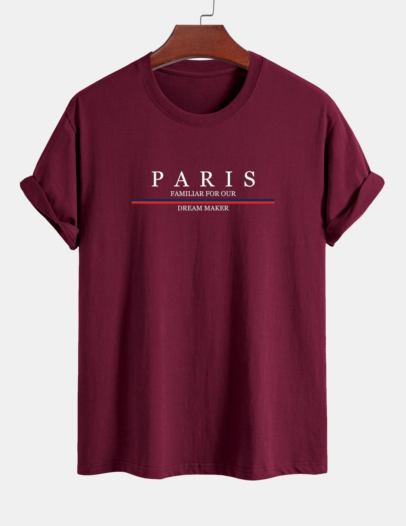 Regular Fit Baumwoll-T-Shirt mit Streifen und Paris-Slogan-Print