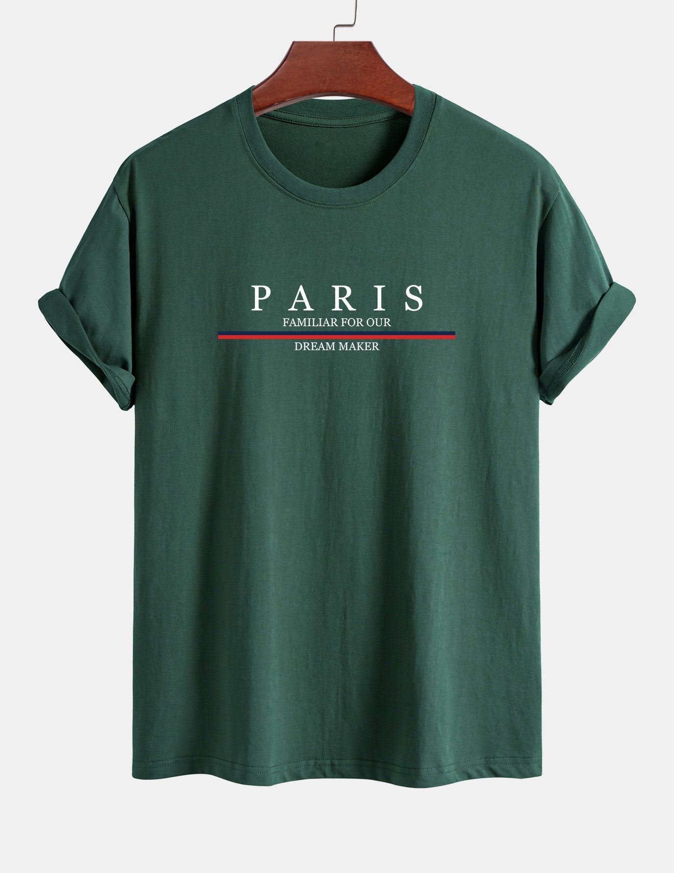 Regular Fit Baumwoll-T-Shirt mit Streifen und Paris-Slogan-Print