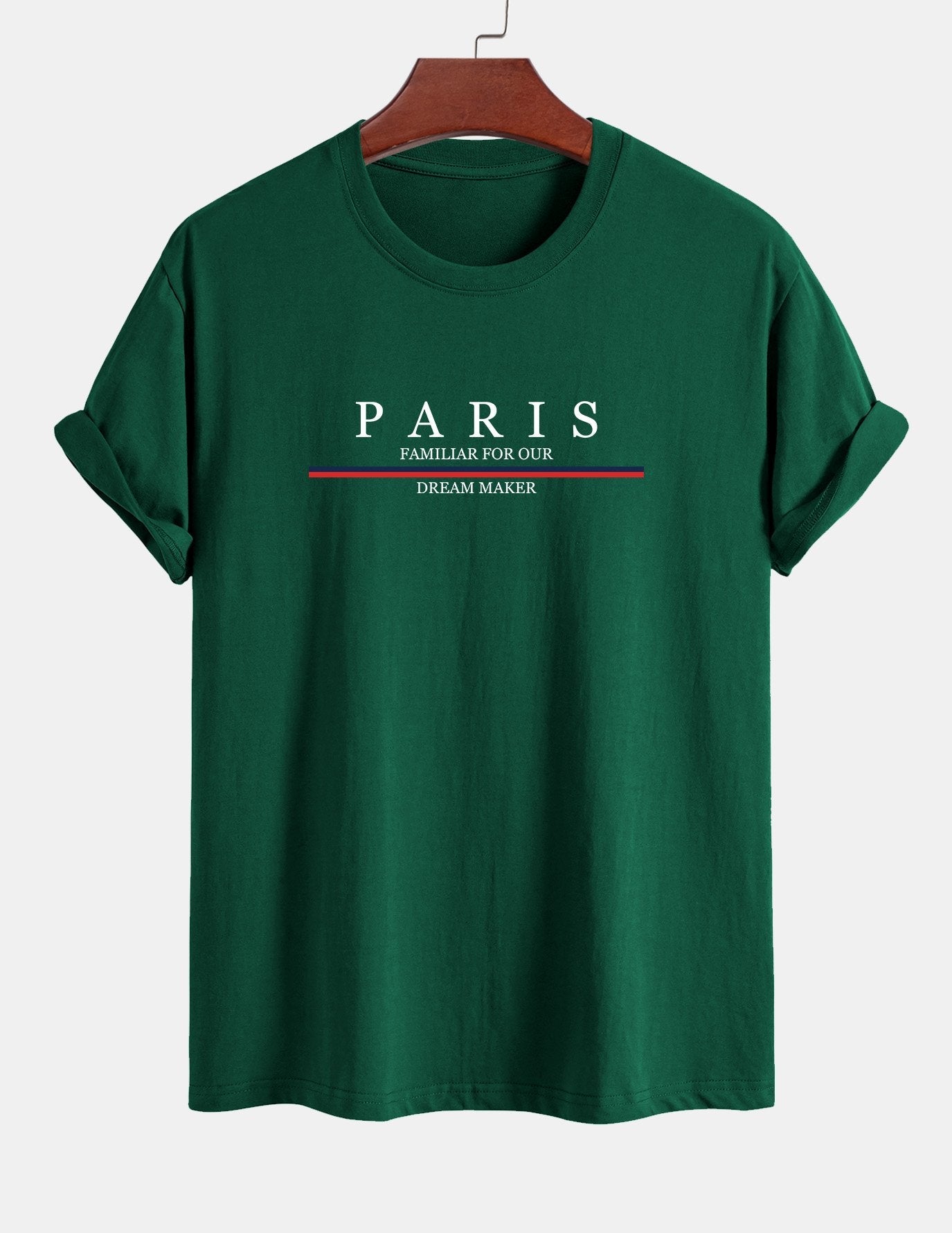 Regular Fit Baumwoll-T-Shirt mit Streifen und Paris-Slogan-Print