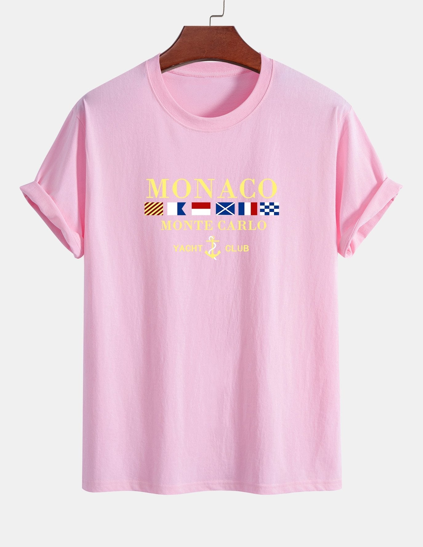Baumwoll-T-Shirt mit „Monaco“-Slogan-Print in normaler Passform