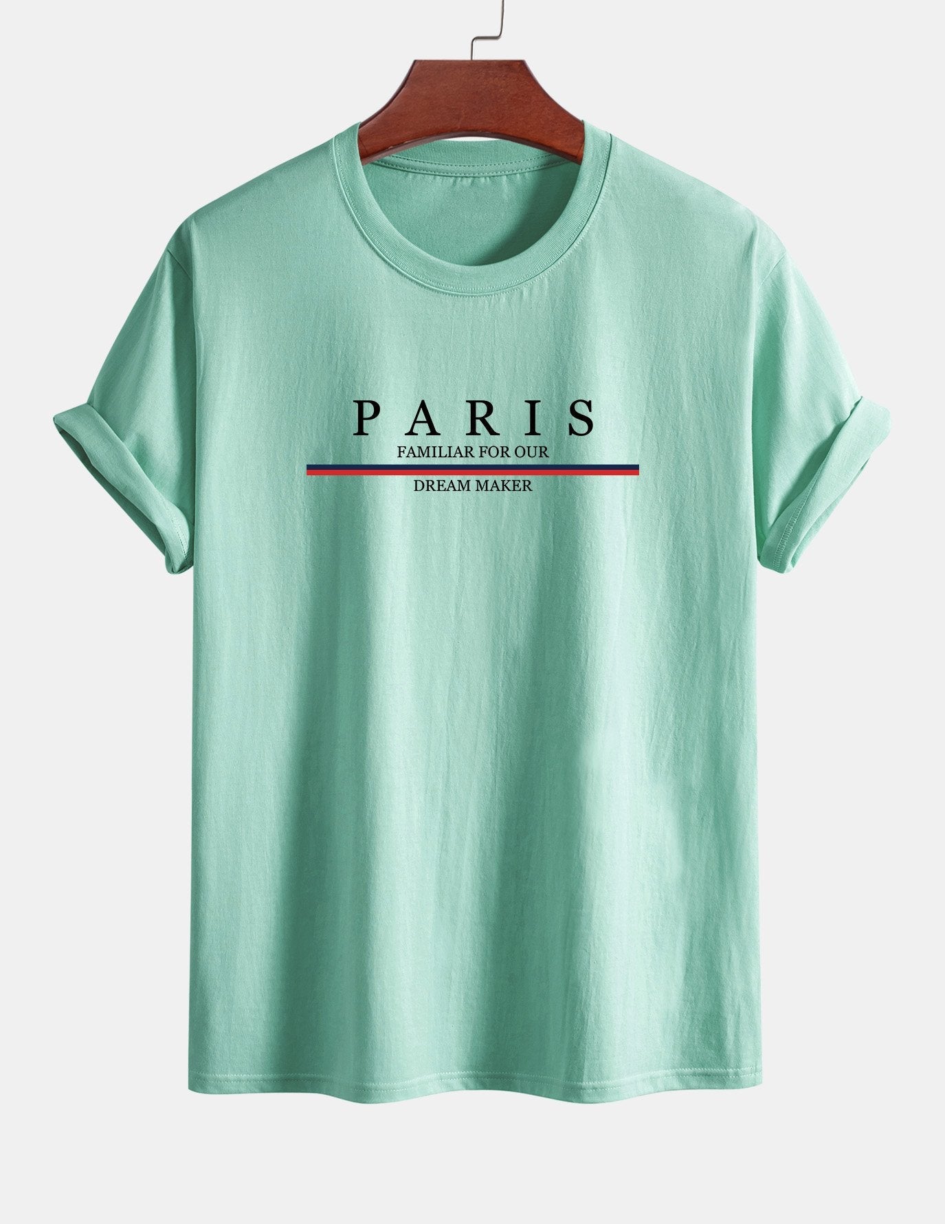 Regular Fit Baumwoll-T-Shirt mit Streifen und Paris-Slogan-Print