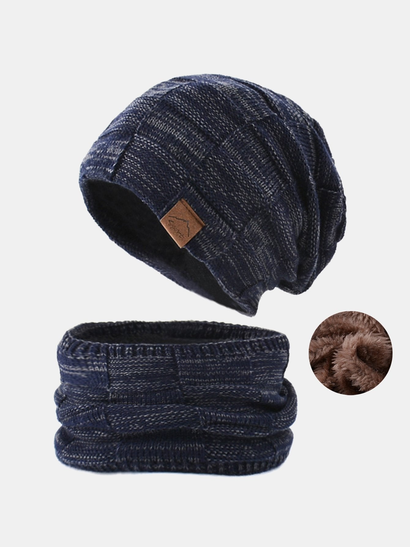 Wärmer Beanie-Mütze, Halstuch, Gesichtsschal-Set