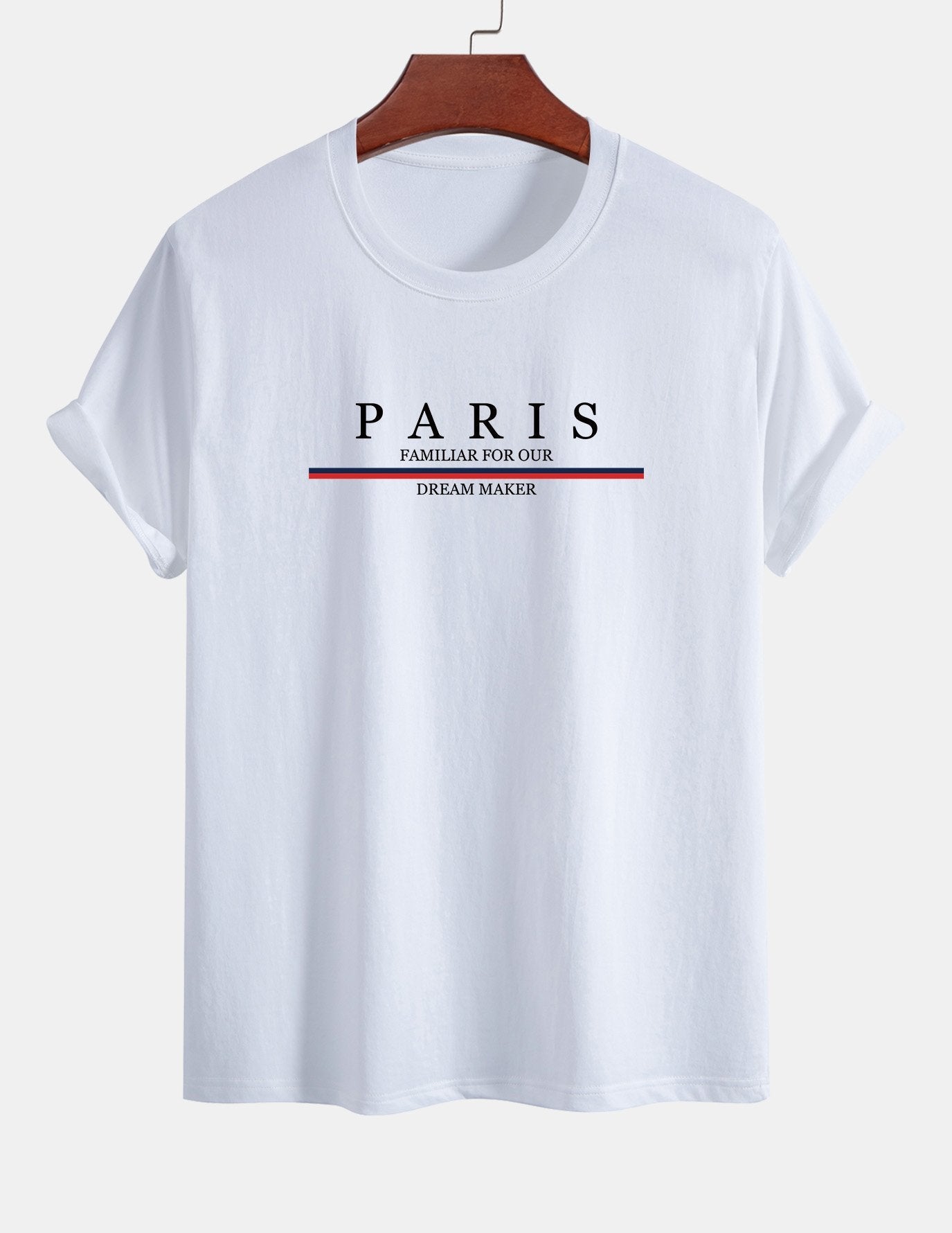 Regular Fit Baumwoll-T-Shirt mit Streifen und Paris-Slogan-Print