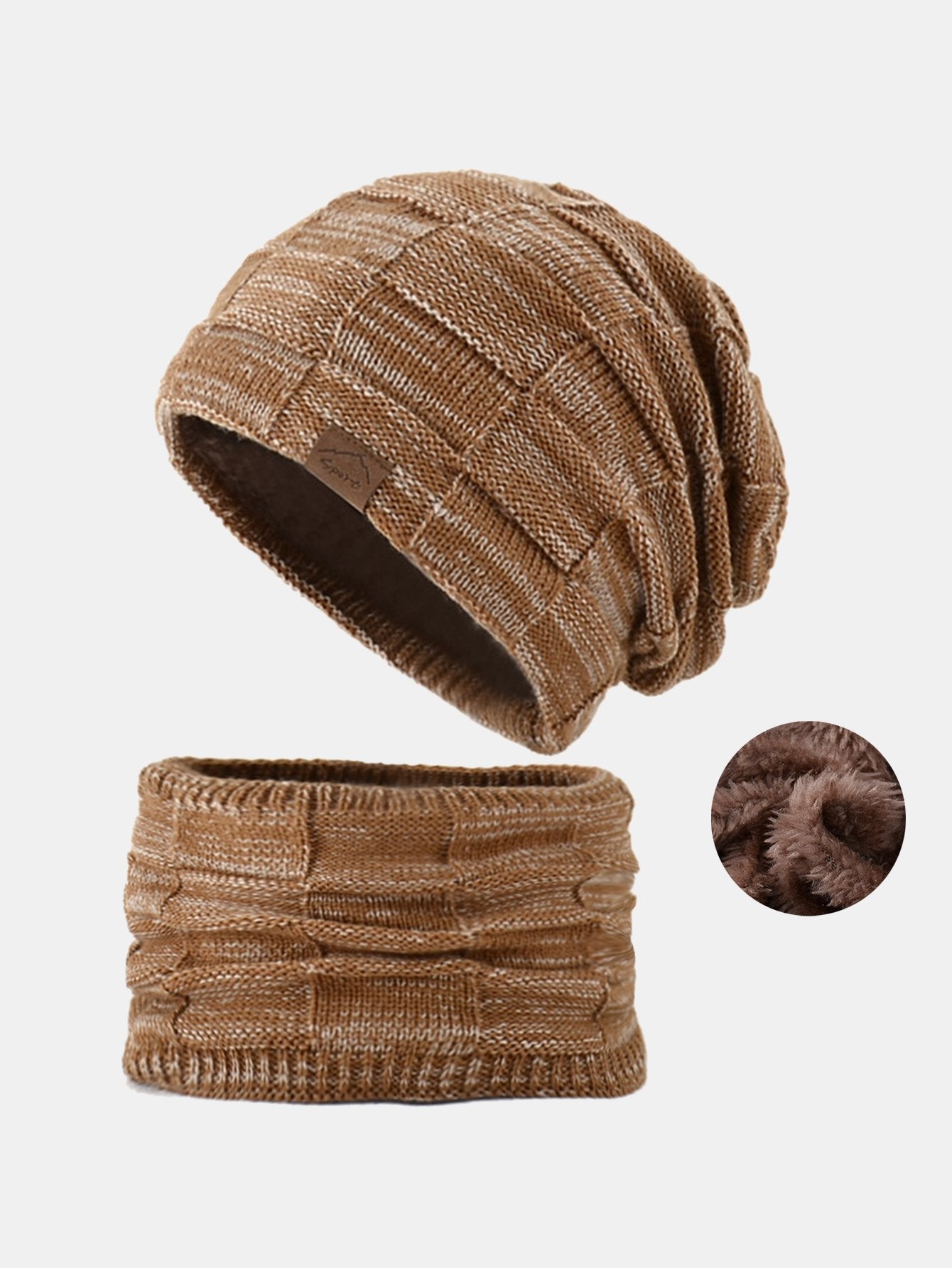 Wärmer Beanie-Mütze, Halstuch, Gesichtsschal-Set