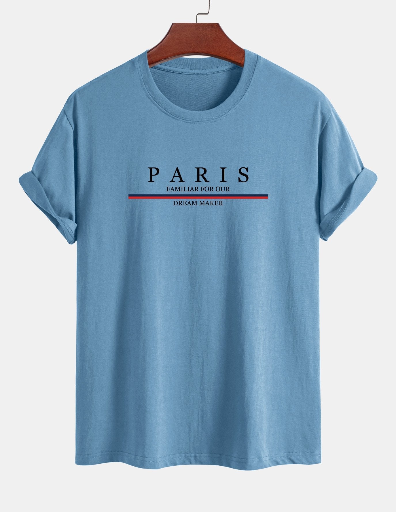Regular Fit Baumwoll-T-Shirt mit Streifen und Paris-Slogan-Print