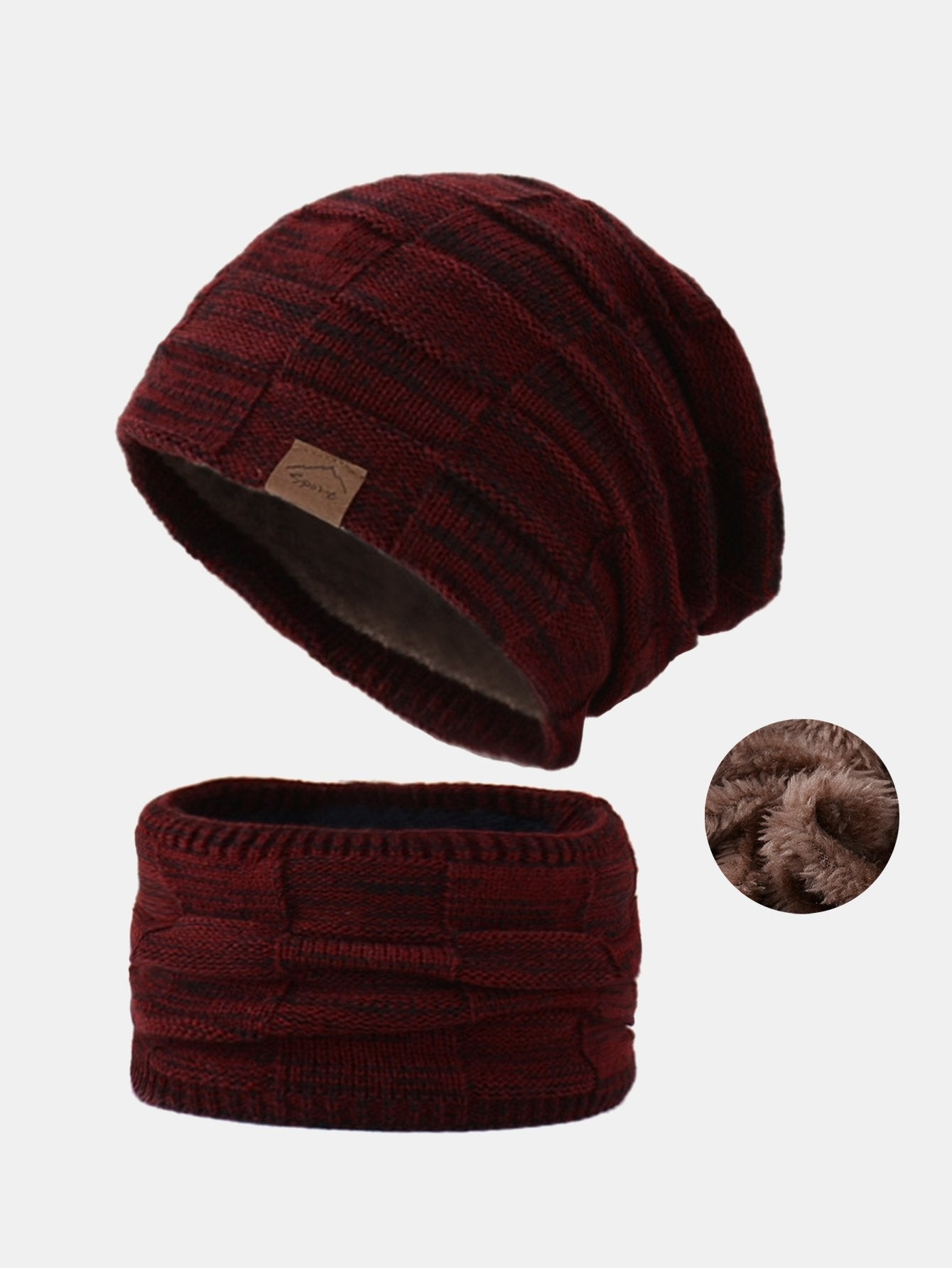 Wärmer Beanie-Mütze, Halstuch, Gesichtsschal-Set