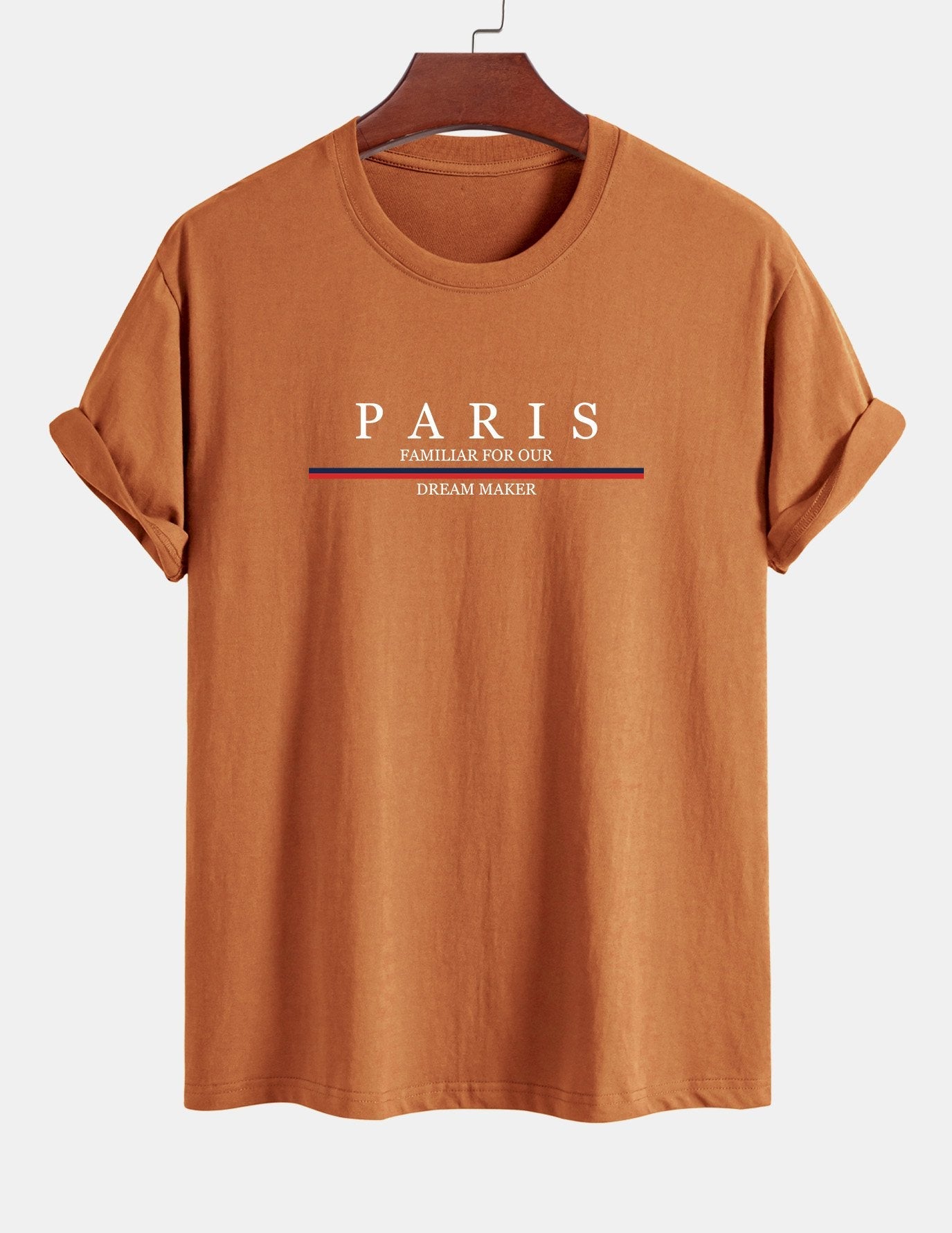 Regular Fit Baumwoll-T-Shirt mit Streifen und Paris-Slogan-Print