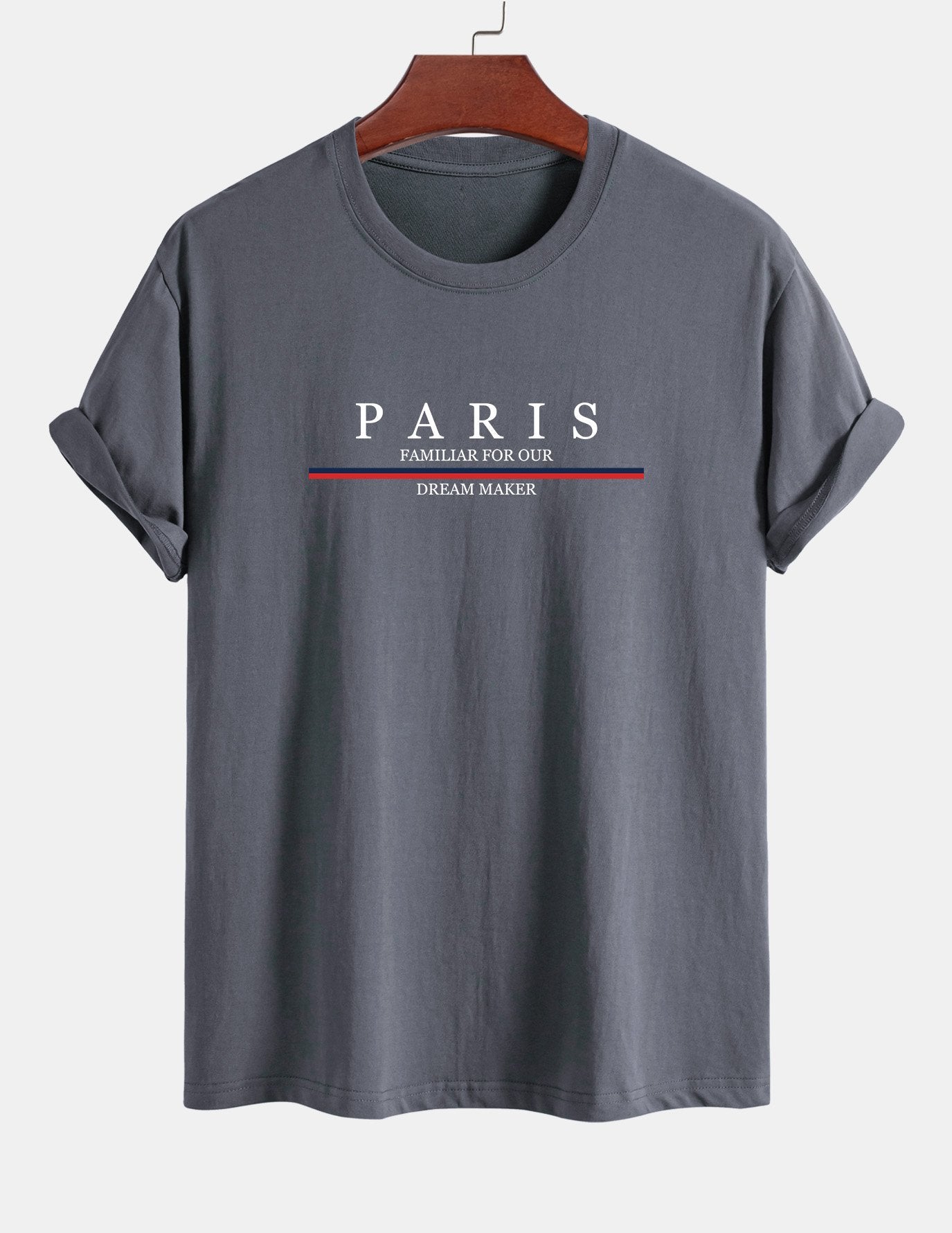 Regular Fit Baumwoll-T-Shirt mit Streifen und Paris-Slogan-Print