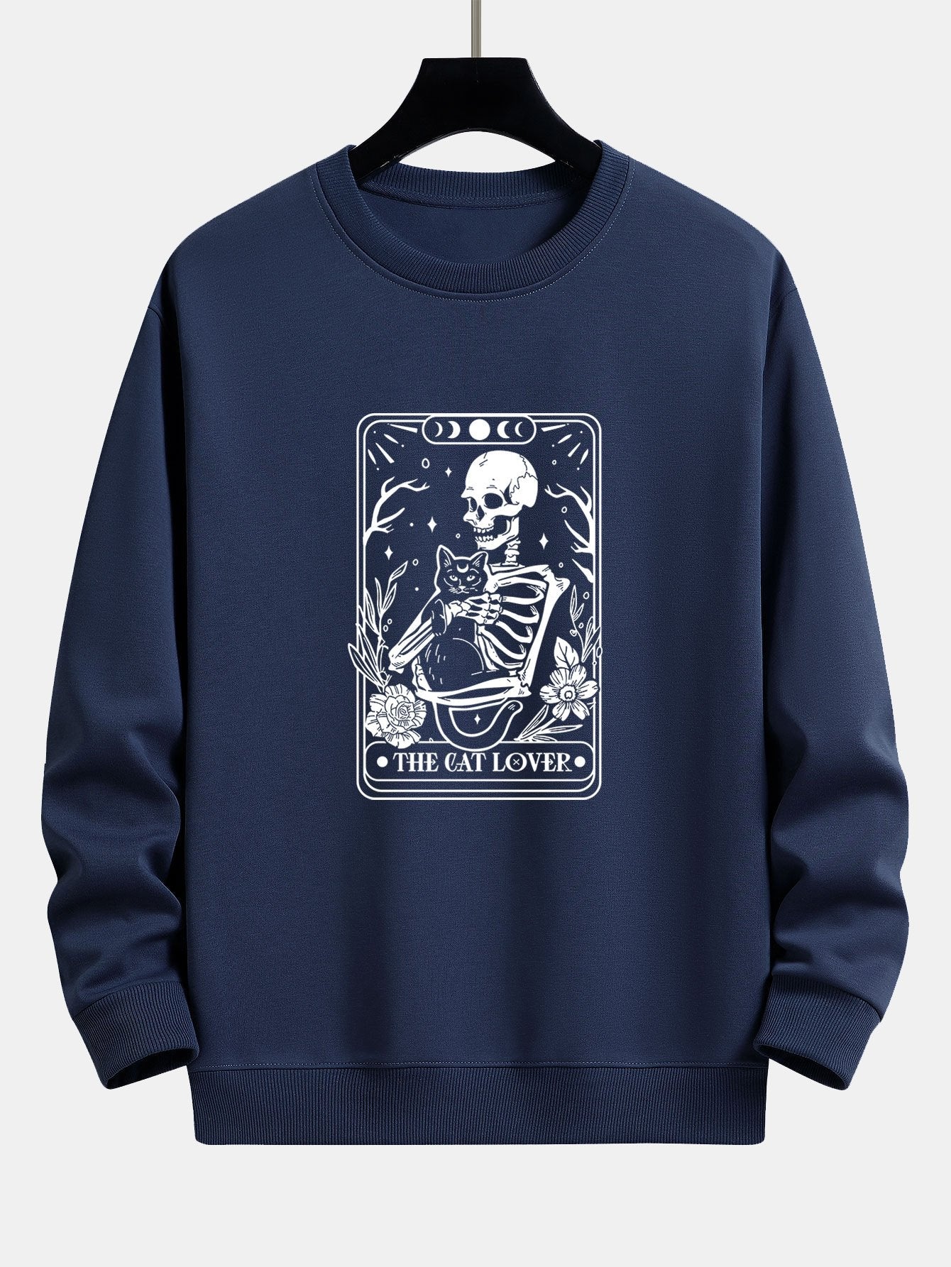 Cat Skeleton Print Relax Fit Sweatshirt