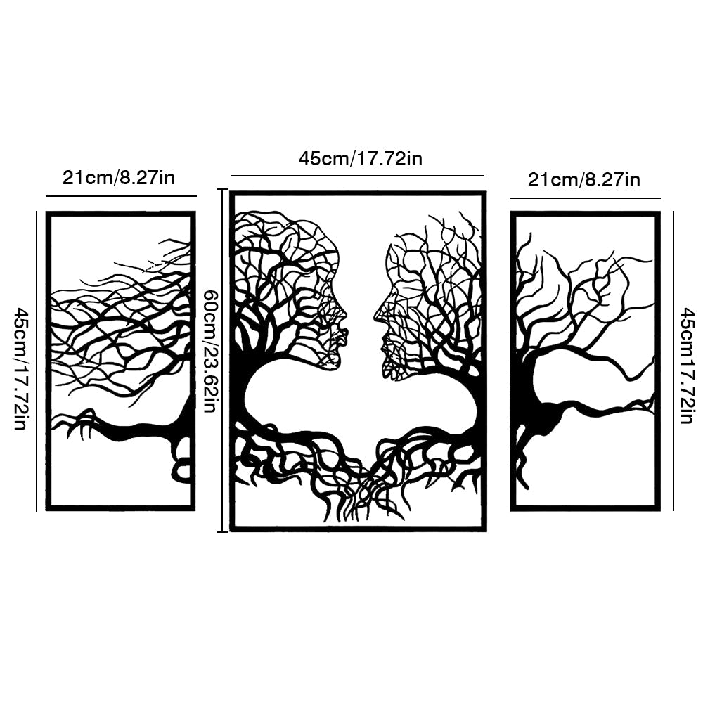 3 Pcs Kissing Tree of Life Metal Wall Art