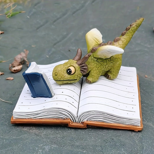 Dragon Reading Figurines Mini Collectible Fantasy Figurines