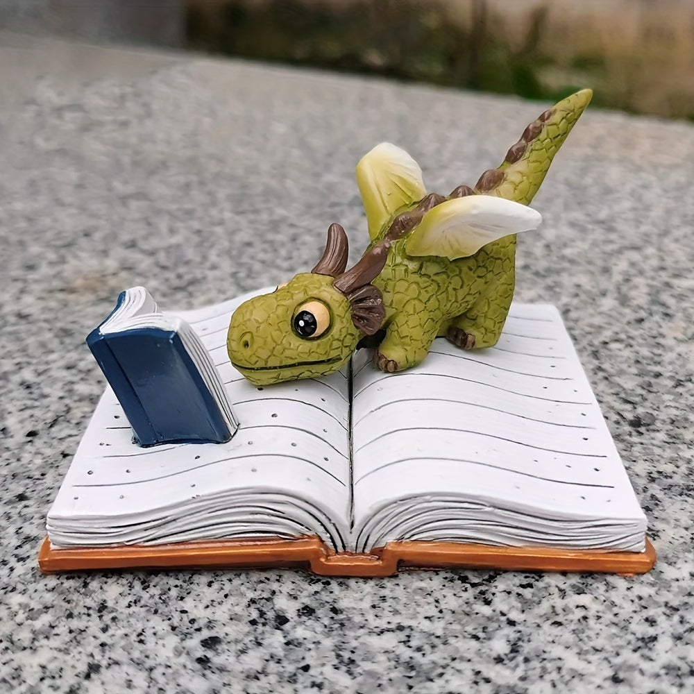 Dragon Reading Figurines Mini Collectible Fantasy Figurines