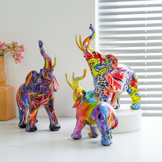 Creative Graffiti Elephant Figurine