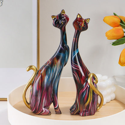 Cat Lover Statue Ornament Artistic Creative Gift - 2PCS