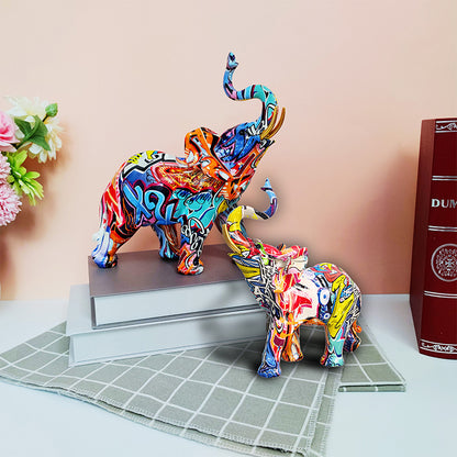 Creative Graffiti Elephant Figurine