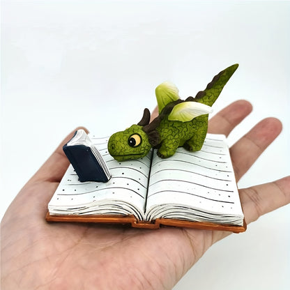 Dragon Reading Figurines Mini Collectible Fantasy Figurines