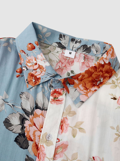 Hawaii-Kurzarmhemd mit Blumen-Patchworkmuster für Herren