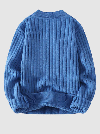 Lässiger Herrenpullover mit Stehkragen und Solid Cable