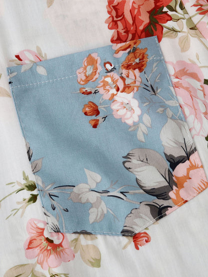 Hawaii-Kurzarmhemd mit Blumen-Patchworkmuster für Herren
