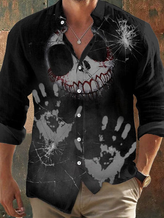 Herren Vintage Skull Faith Langarmhemd 