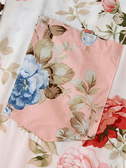 Hawaii-Kurzarmhemd mit Blumen-Patchworkmuster für Herren