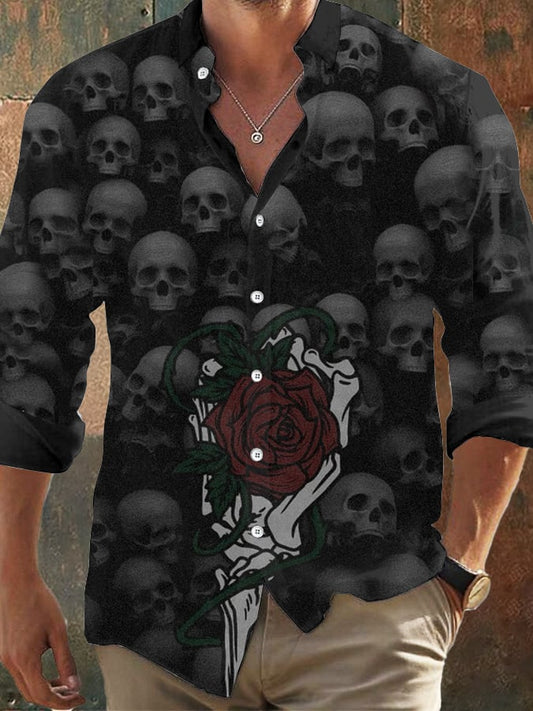 Herren Vintage Skull Faith Langarmhemd 