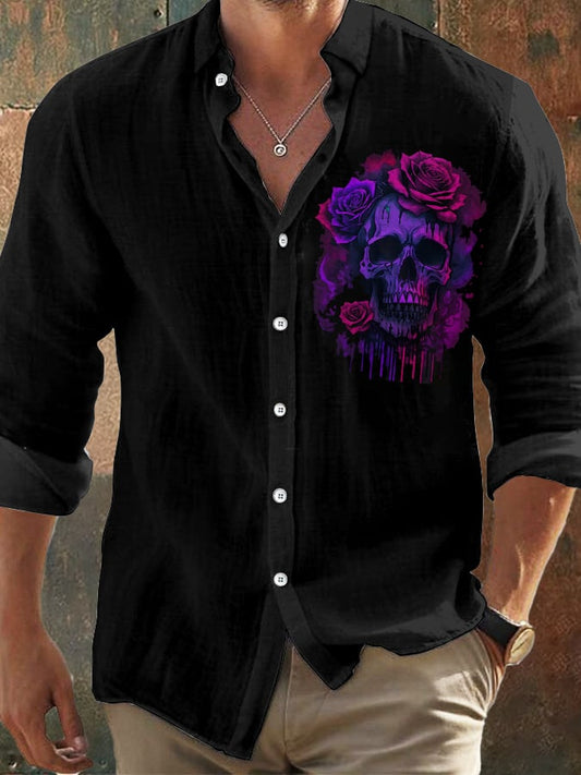 Herren Vintage Skull Faith Langarmhemd 