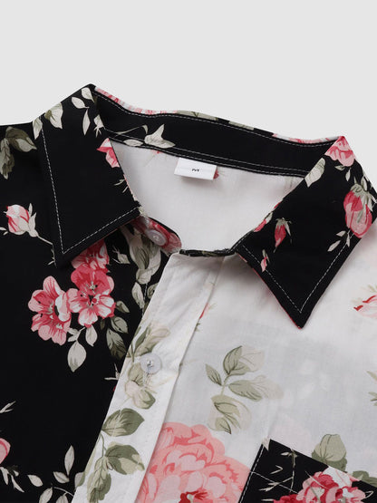 Hawaii-Kurzarmhemd mit Blumen-Patchworkmuster für Herren