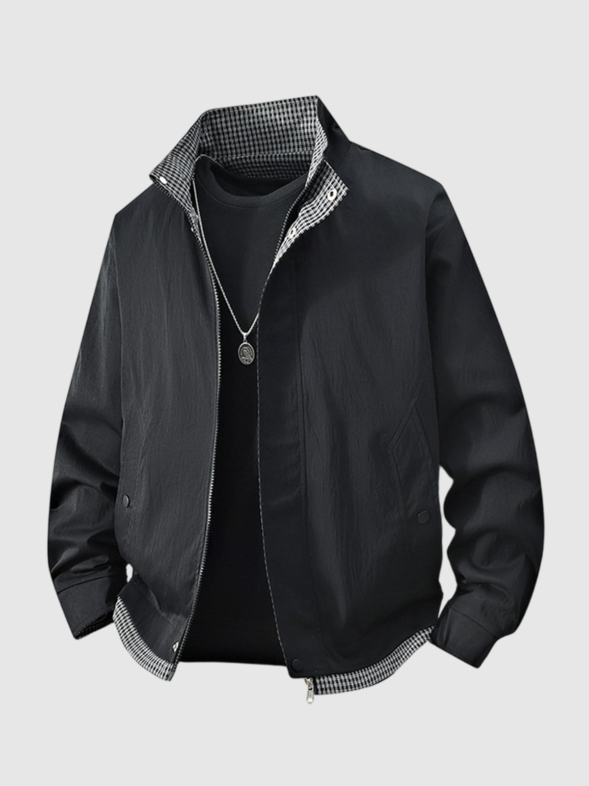 Men's plaid lapel paneled versatile casual  plus-size jacket